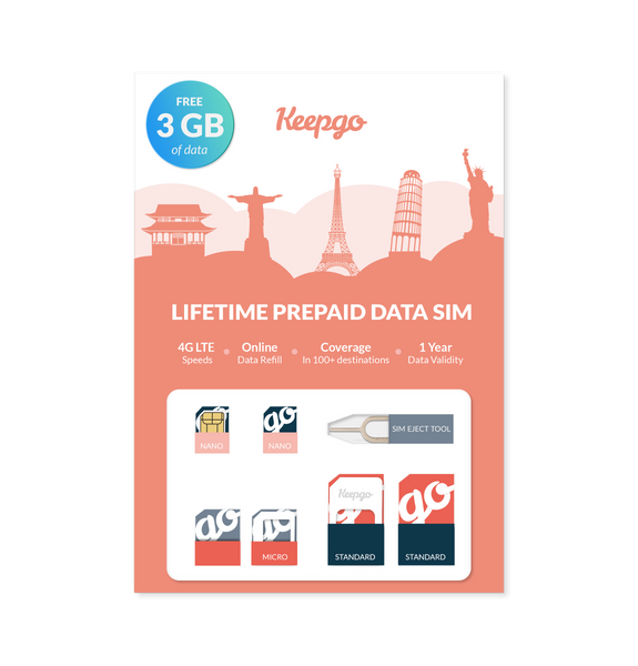 Buy international SIM Card for travel with Lifetime Prepaid Keepgo